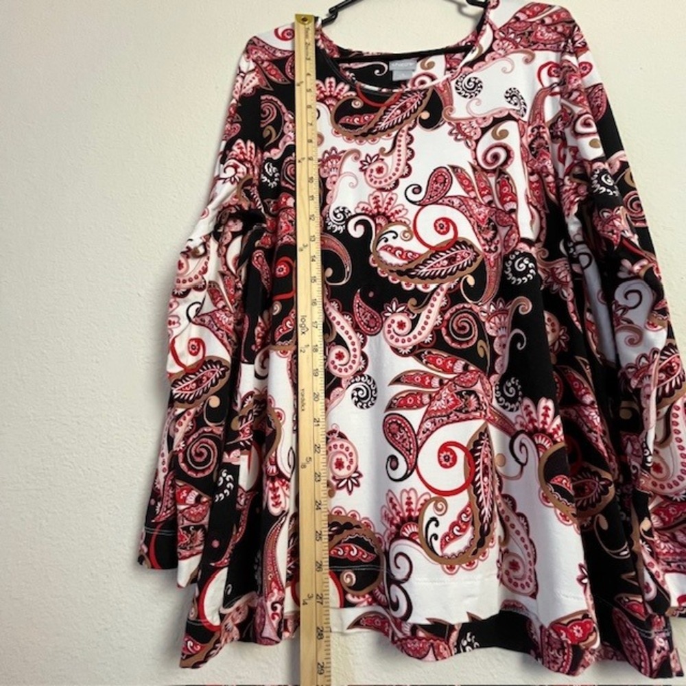Chico's Paisley‎ Print Long Sleeve Top Sz 3 (XL) Artsy Elegant Casual Boho - Picture 9 of 10